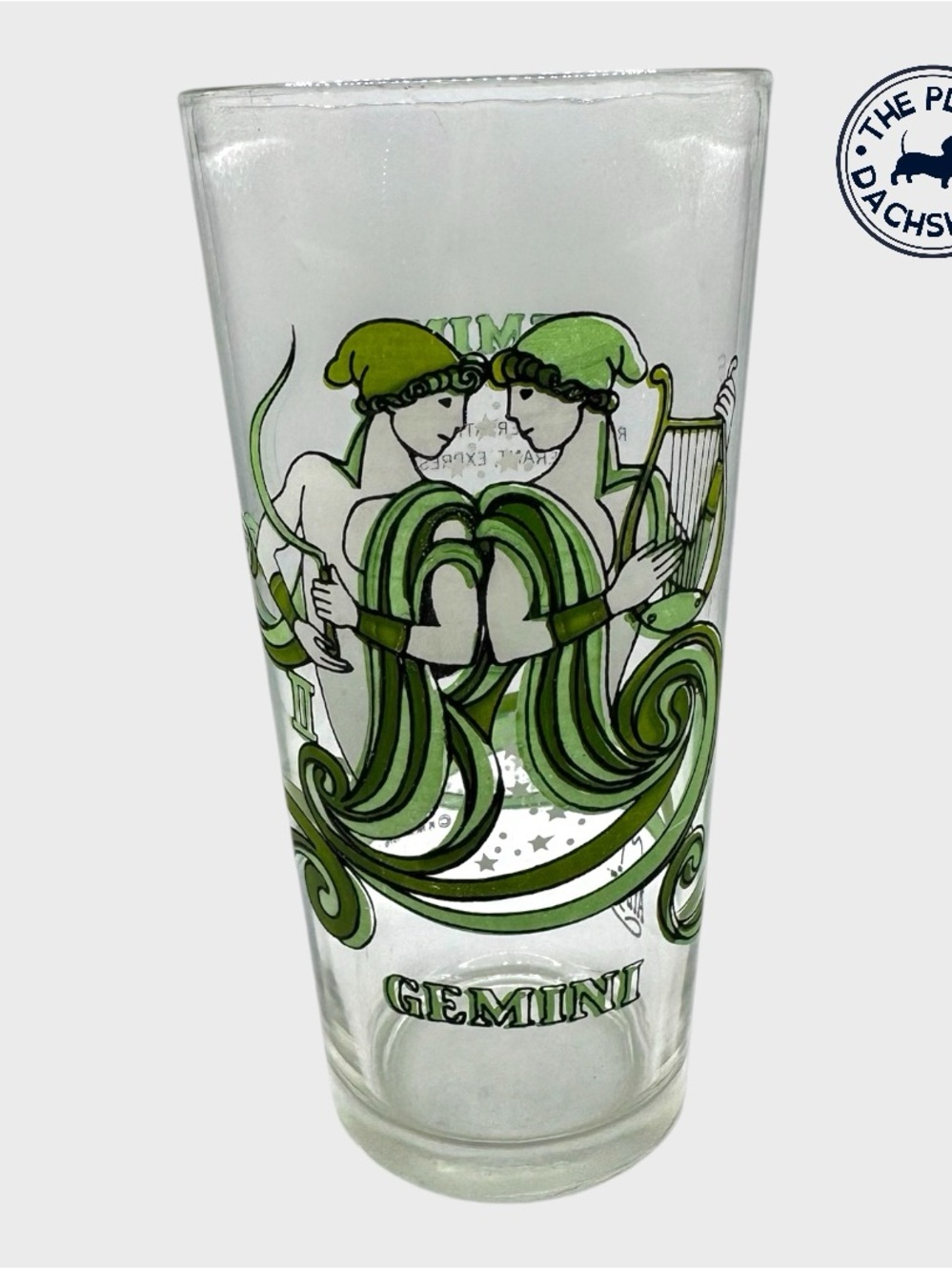 Vintage 1979 Gemini Zodiac Tall Glass - Green Twin Design